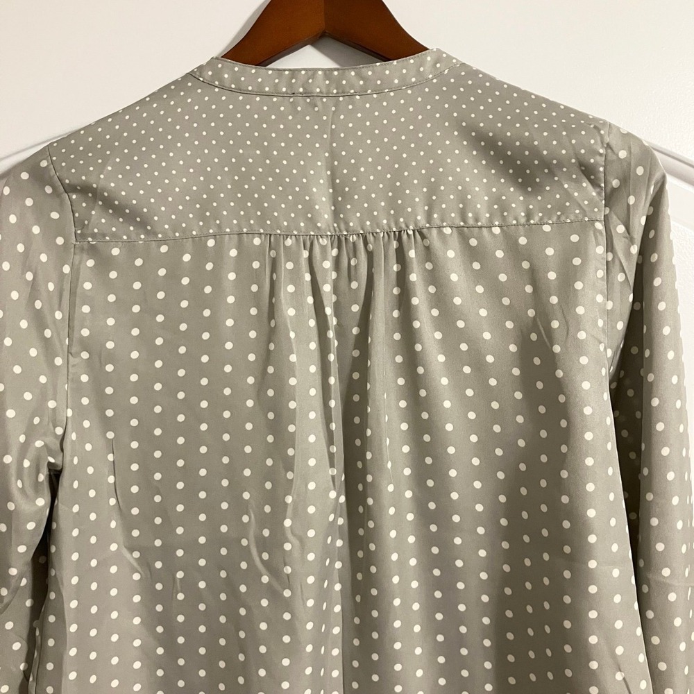 The Limited Womens Shirt Blouse Top Medium Gray Polka Dot Long Sleeve - Picture 7 of 9